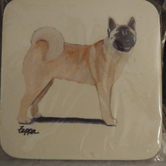 Set of 4 Coasters - Akita Picture - NWOT - Picture 3 of 5